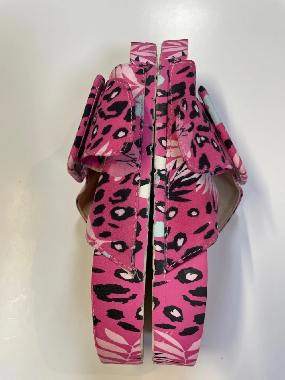 Lukees by Muk Luk Womens Pink Leopard Floral Slide Sandals Size EU 38 US 7.5-8